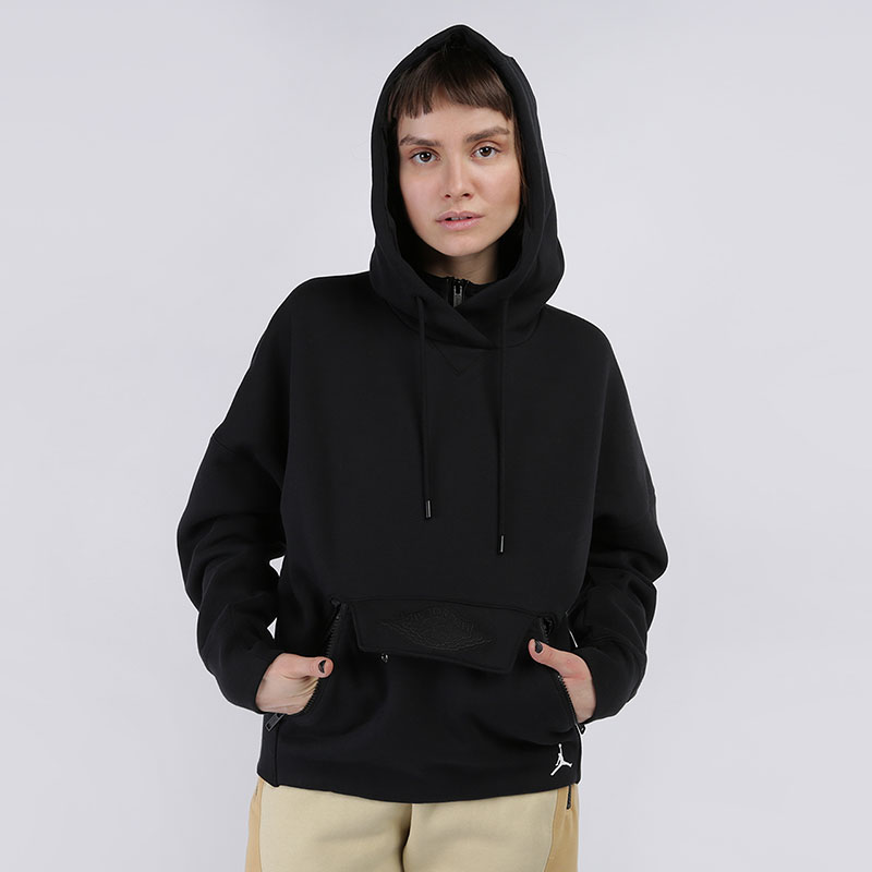 женская черная толстовка Jordan Fleece Hoodie CQ6671-010 - цена, описание, фото 1